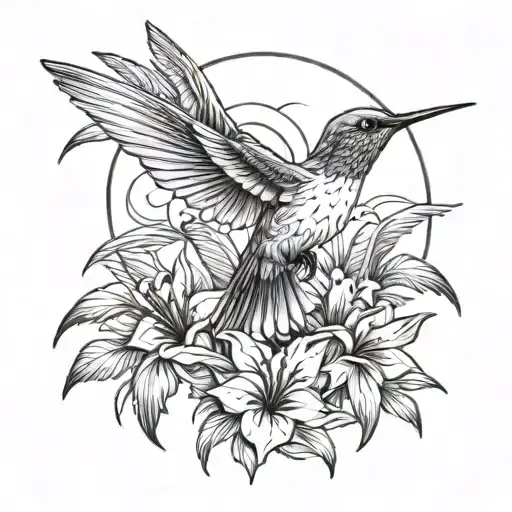 Palm Trees And Hummingbird