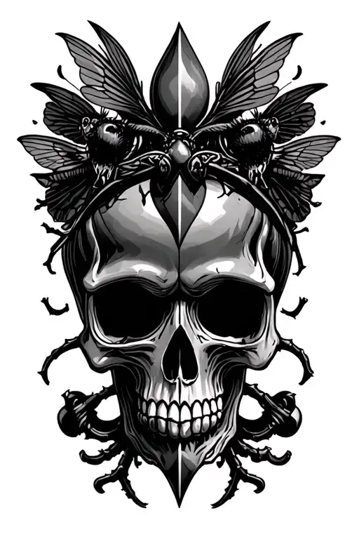 Skull Praises Flies De Lis Symbol Made