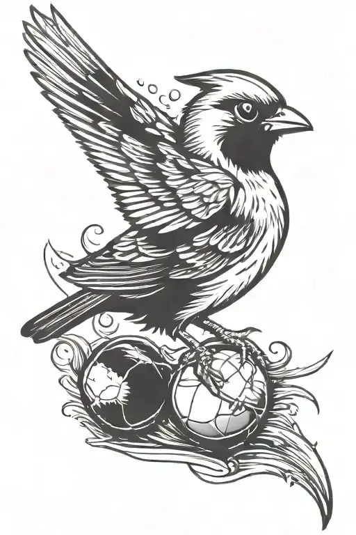 Angry Sparrow On A Football With The Letter Ssv