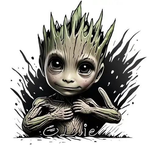 Baby Groot With The Name Ellie