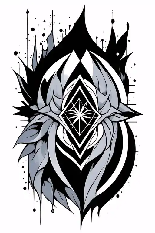 Black And Grey Sacred Geometry Leg Sleeve With Drop Shading And Heavy Black Lines