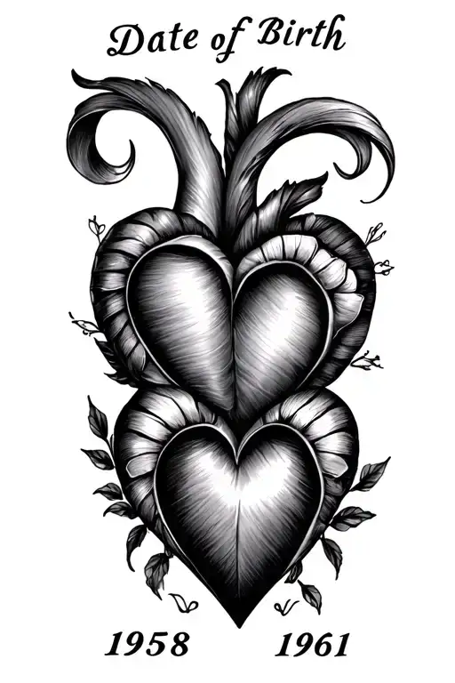 Date Of Birth 1958 And 1961 With Heart Between The Two