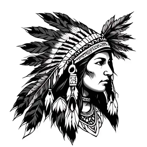 Native American Woman From The Front