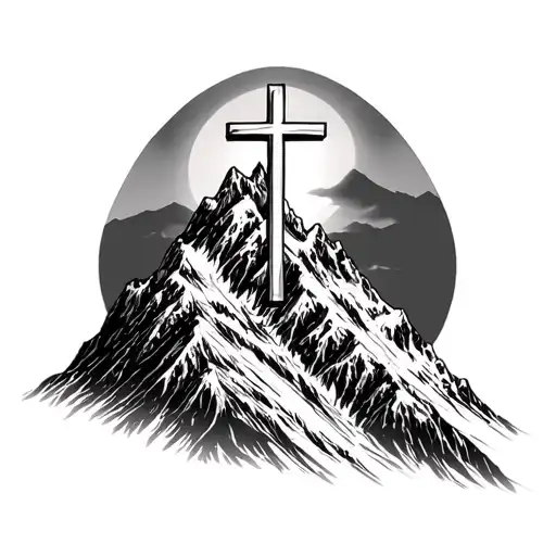 Mountain With Christian Cross