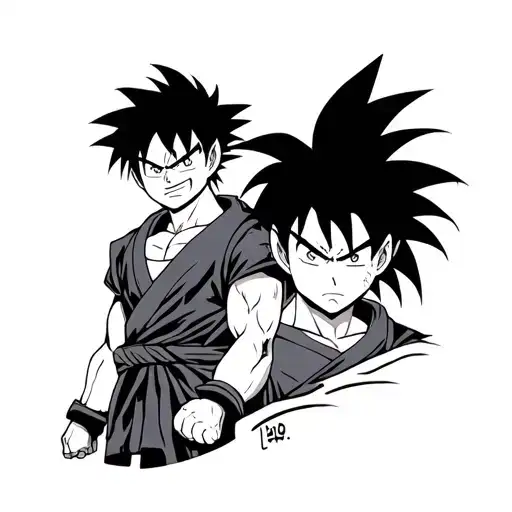 Ruffy And Goku And Itachi Mashup Tattoo Design