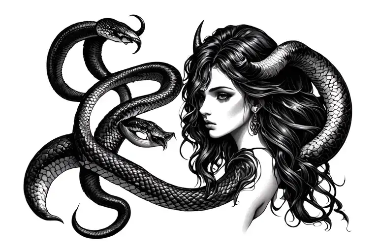 Lilith With Horns And Snake