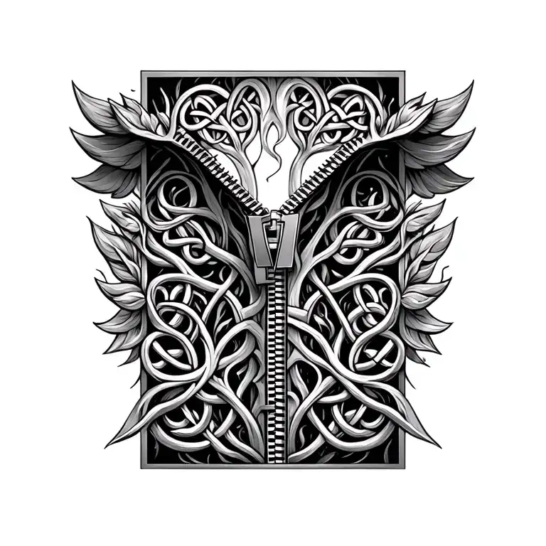 Zipper Opening With Celtic Tree Of Life
