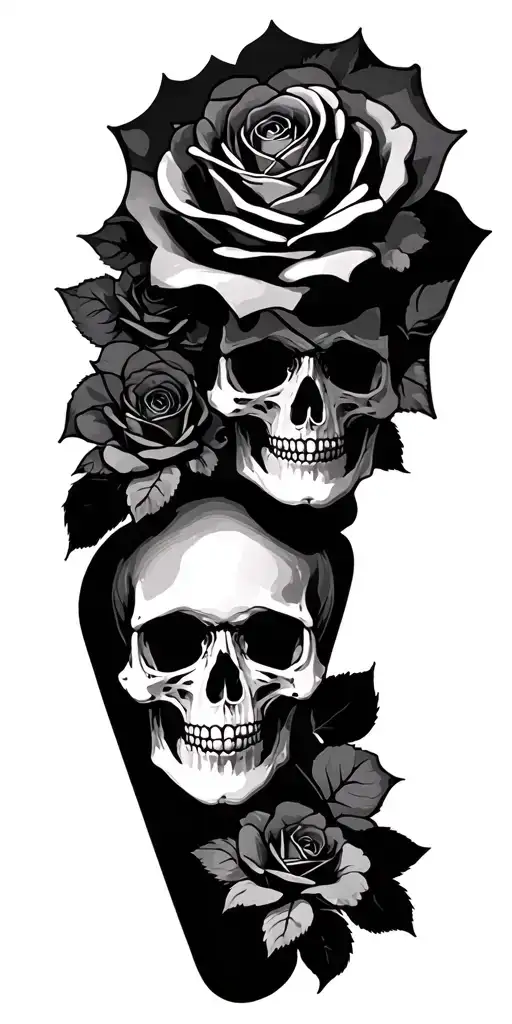Skulls Cards And Roses