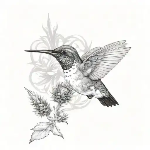 Hummingbird With Thistle