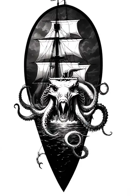 Kraken Attacking A Ship
