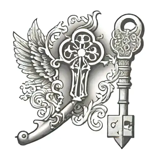 Key In Old English With A Key And Door Background