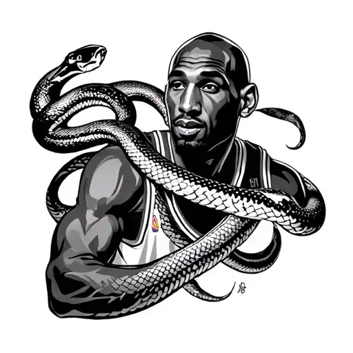 Kobe Bryant With Mamba Snake Wrapped