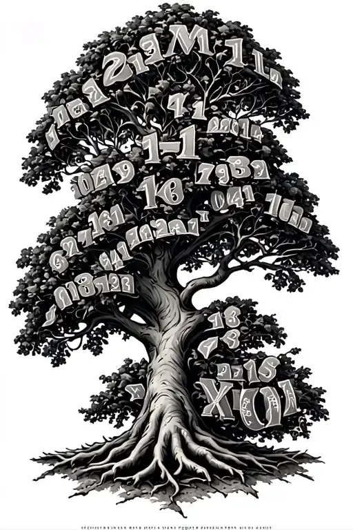 A Tattoo Of A Tree Made Out Of Roman Numerals Representing Important Dates