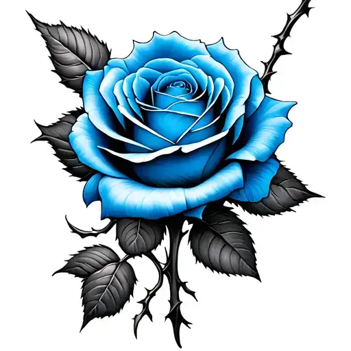 Blue Rose And Thorns Wrapped