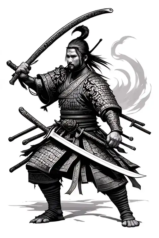 Samurai Warrior Wielding A Sword