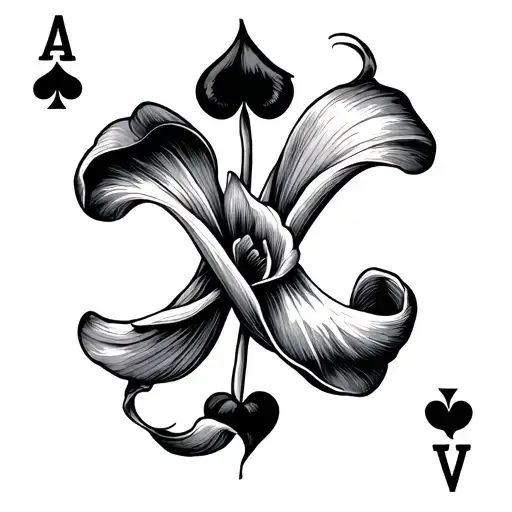 Cala Lilly Poker Card With 2 V's In The Respective Corners