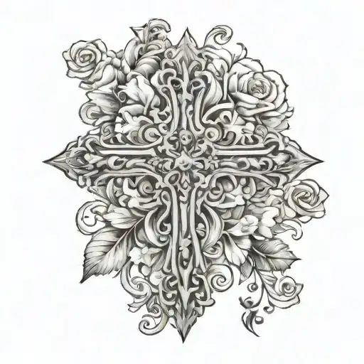 Cross With Floral Background