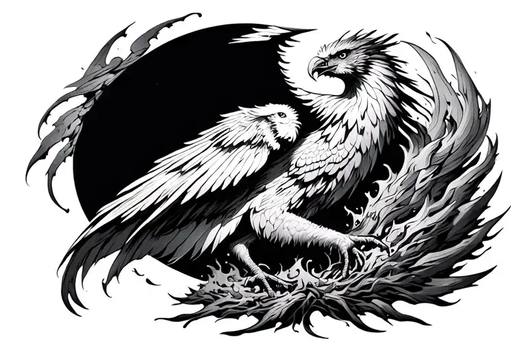 Phoenix Rising From Ashes Symbolizing Rebirth Cradle Grave