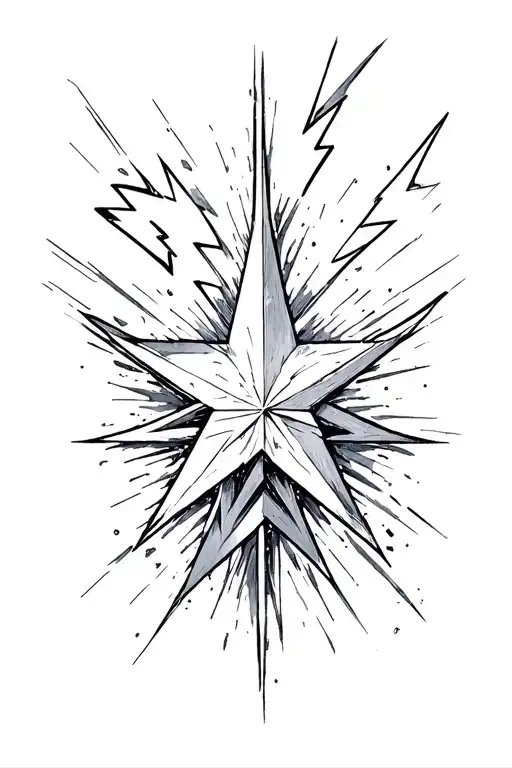 Star And Lightning Bolt In Style Of Cybersigilism