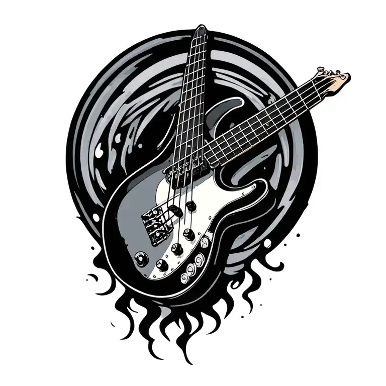 Electric Bass With The Strings That Releases