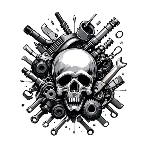 Car Parts And Tools Scattered