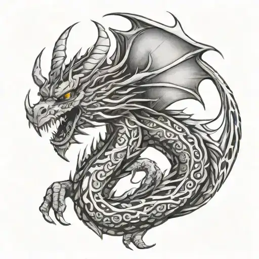 Tribal Tattoo With A Dragon