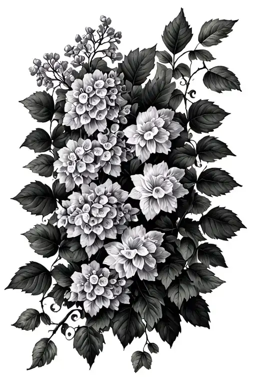 Floral Vines And Ivy And Wrapping Skinny Lilacs Intertwined