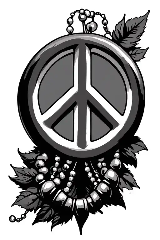 Peace Symbol With A Rosary Wrapped