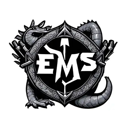 Warhammer 40K Salamander Logo With A Ems Logo In The Middle