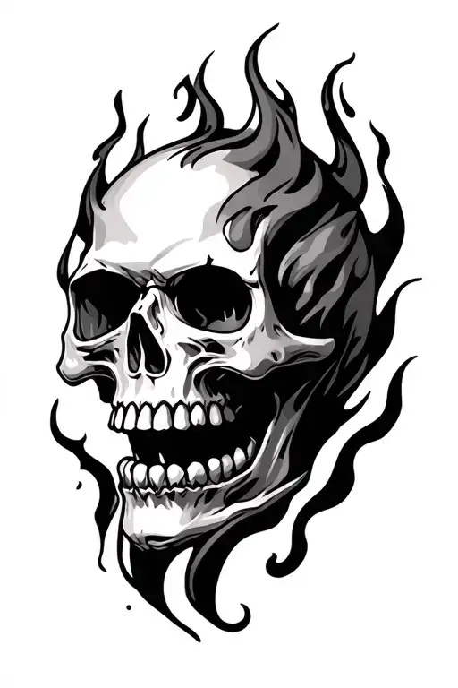 Flaming Evil Skull