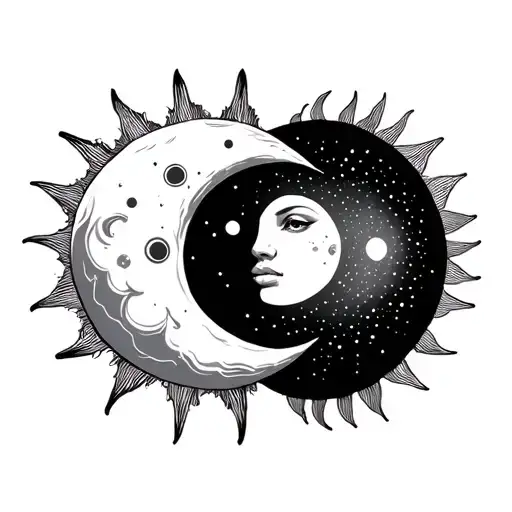 Sun And Moon Merging Together