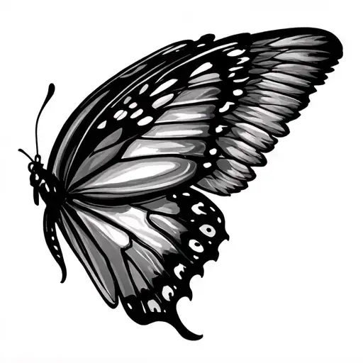 Half Angel Wing Half Butterfly Wing With Imprint