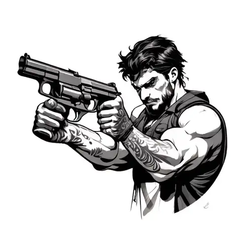 Male Character Holding Guns
