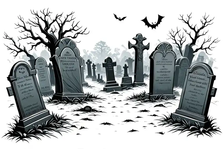 Scary Cemetery Scene With Tombstones