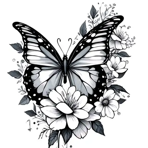 Moon Sagittarius Flowers Butterfly