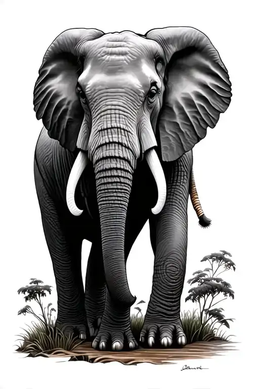 Elephant With Scenic View