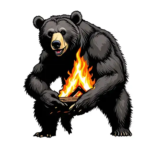 Bear With Camp Fire