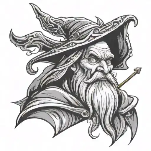 Evil Wizard Without Hat With Magic Wand