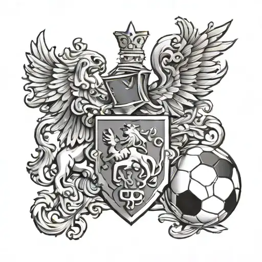 A Family Crest With Elements Of Military And Soccer Incorporated