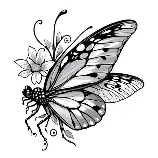 Floral Design Butterfly Dragon Fly