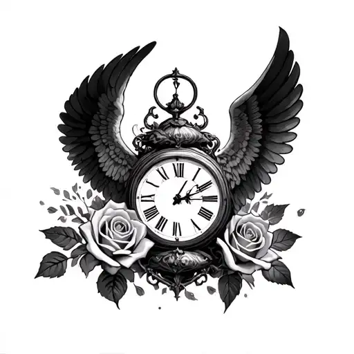 Roses Clocks Angel