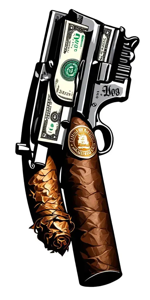 Money Guns Whiskey And Cigar