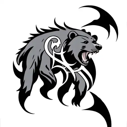 Bear With Sagataious Symbol Intertwined