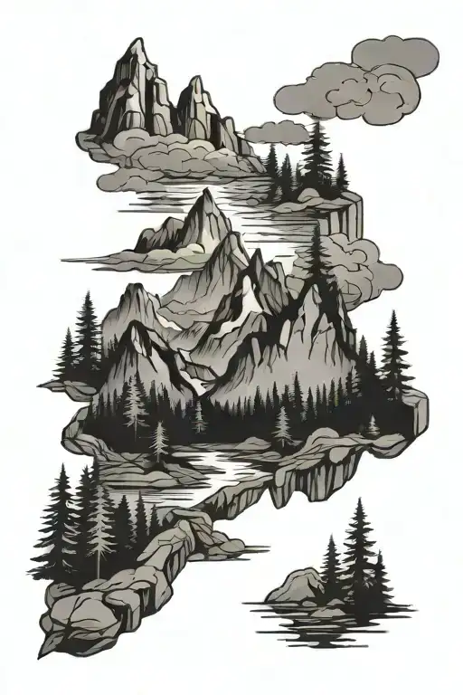 Mountains And Forest Scene