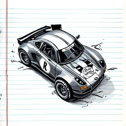 Toy Race Car And Ball Of Notebook Paper