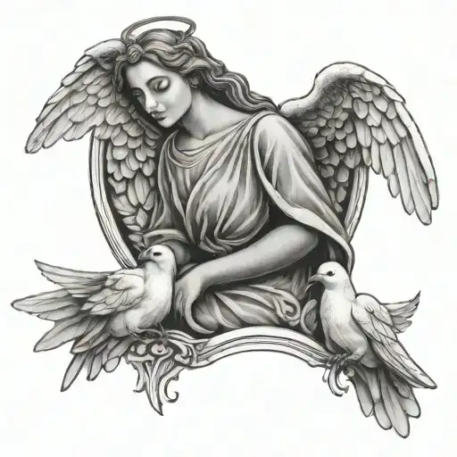 Angel With 2 Doves