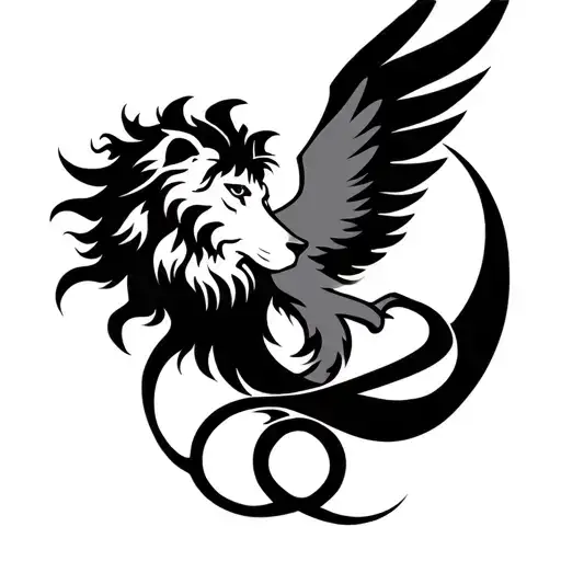 Phoenix Symbol And Lion Head Inside Infinity Symbol