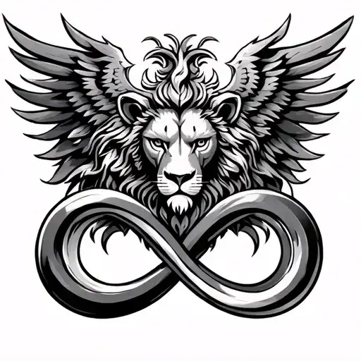 Phoenix Symbol And Lion Head Inside Infinity Symbol