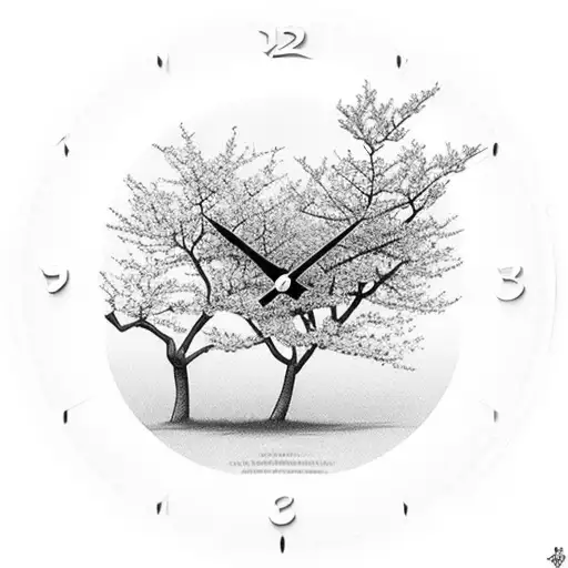 Cherry Blossoms And Clock