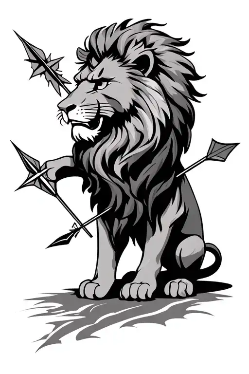 Lion With An Arrow And Compass Design